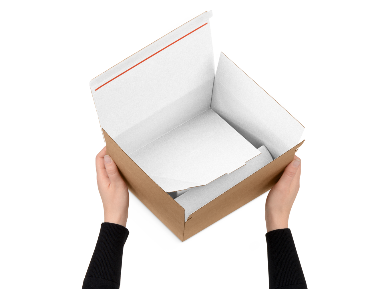Blitzschnell aufgerichtet! Box seitlich zusammendrücken – Boden richtet sich selbstständig auf und ist fixiert.
