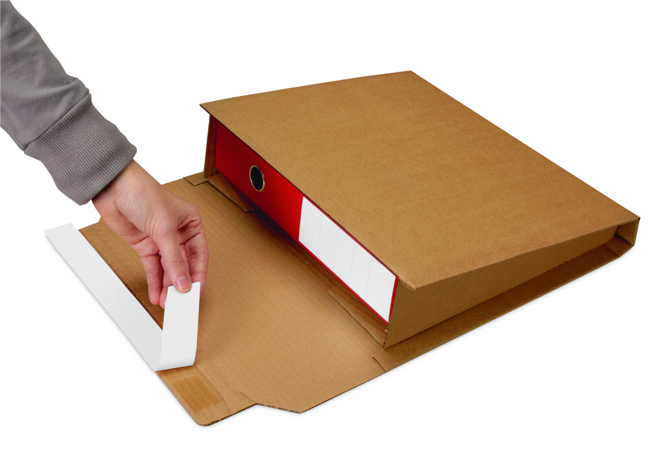 Wenden Sie den ORDNERPAC und ziehen Sie das Trennpapier ab.