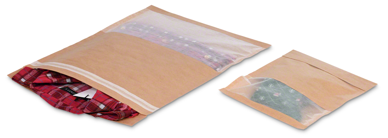 Papierbeutel für Textilien mit Sichtfenster, 180×250 mm, 