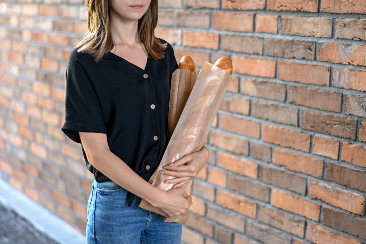 Baguettebeutel braun mit Pergamin-Sichtstreifen