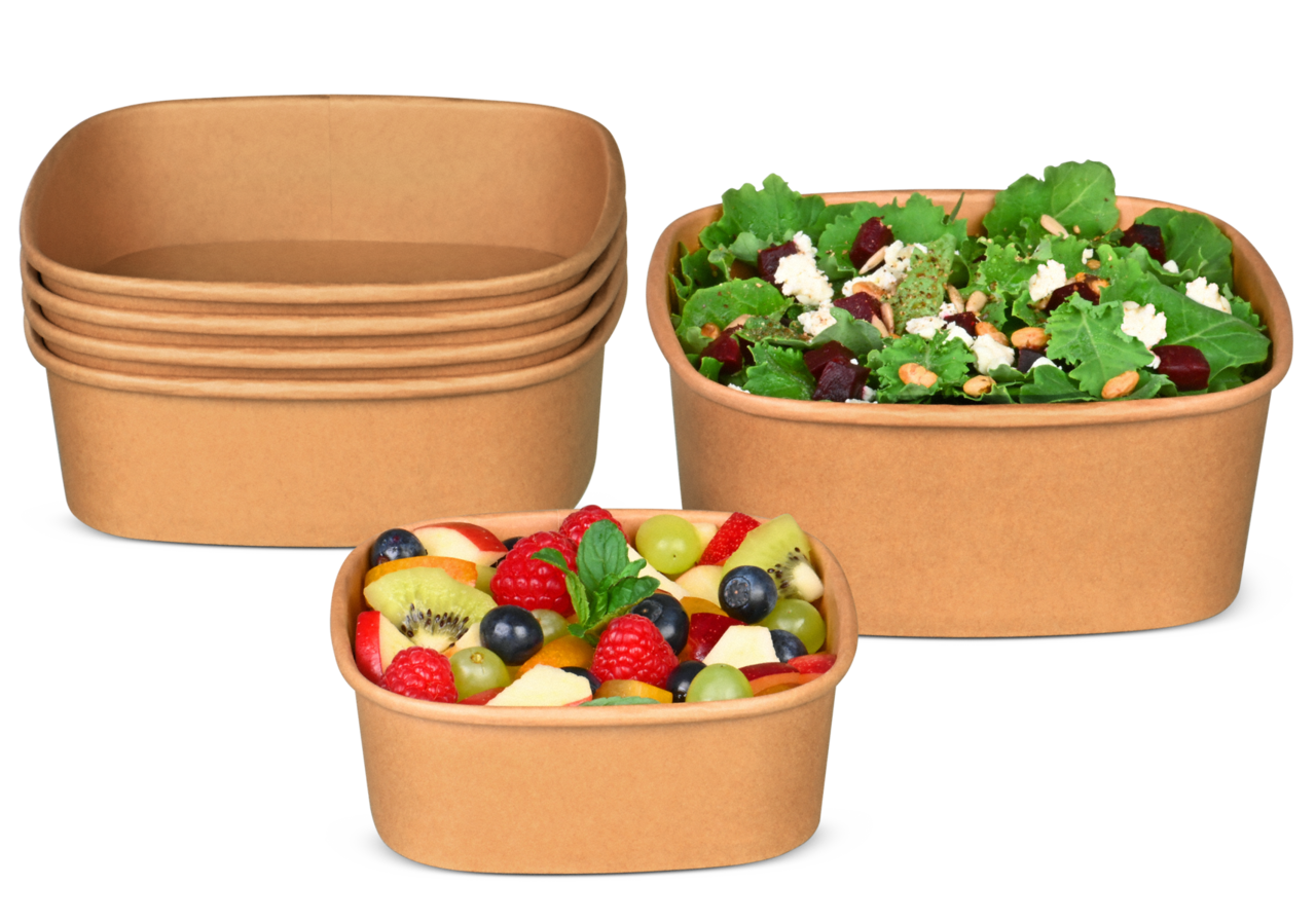 Salatschale aus Karton braun eckig 