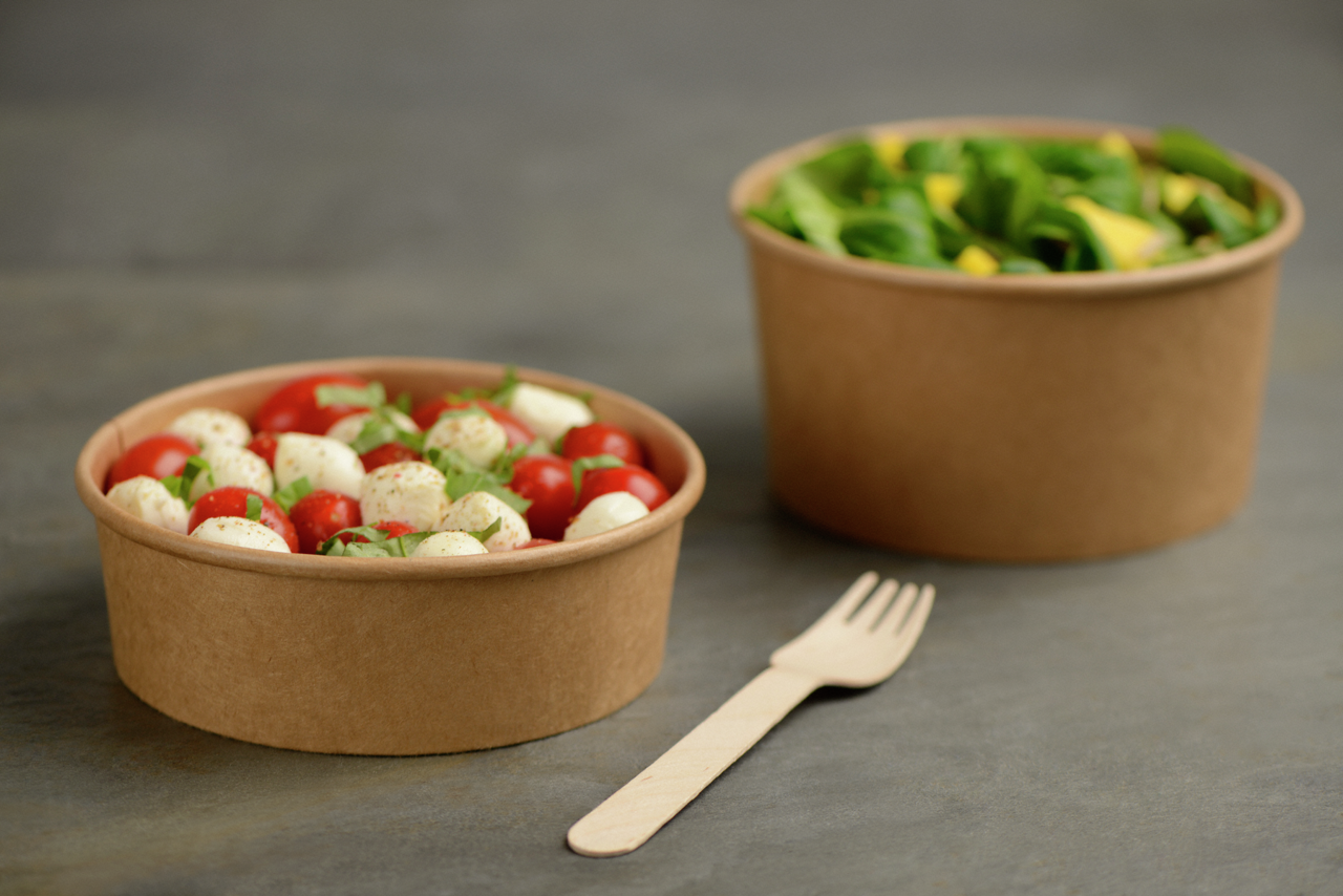 Salat-/Menüschale aus Karton braun rund