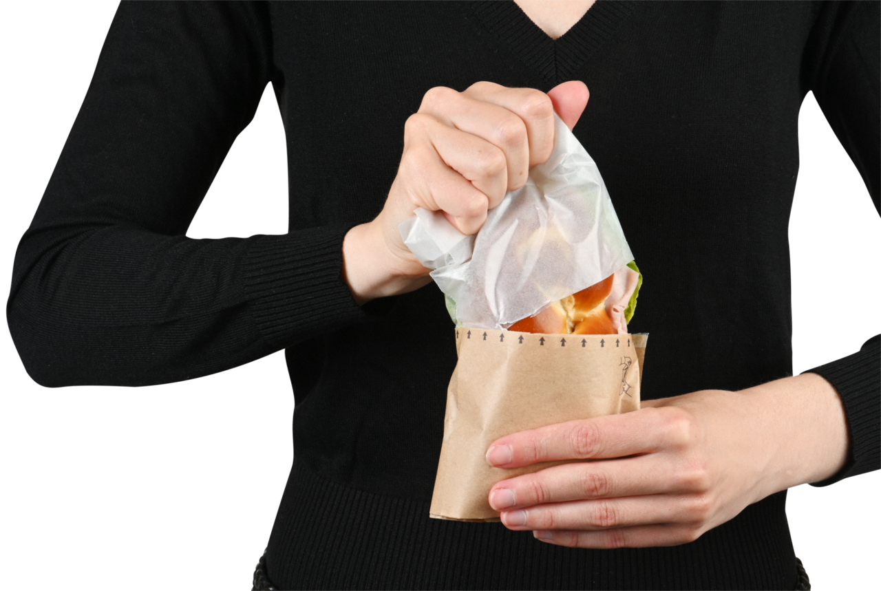 Snack-Bag braun mit Pergamin-Sichtstreifen
