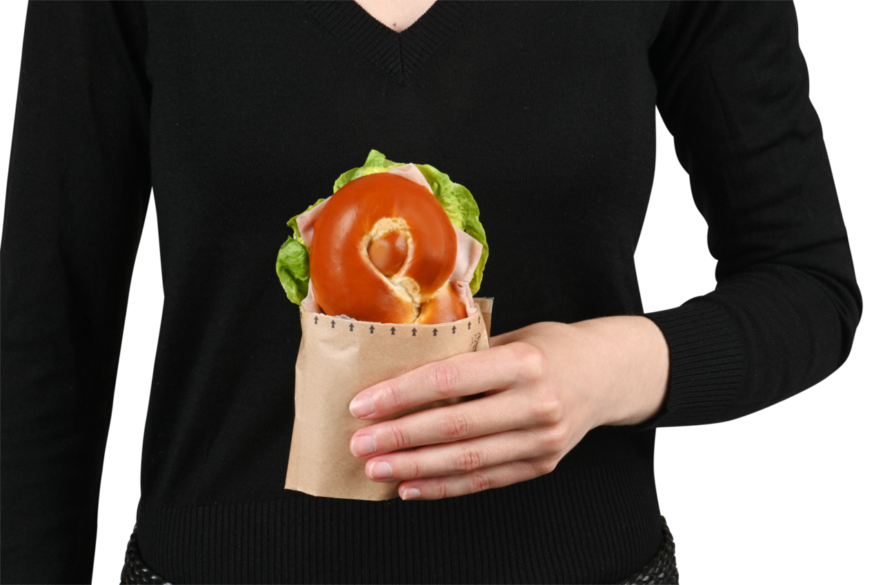 Snack-Bag braun mit Pergamin-Sichtstreifen
