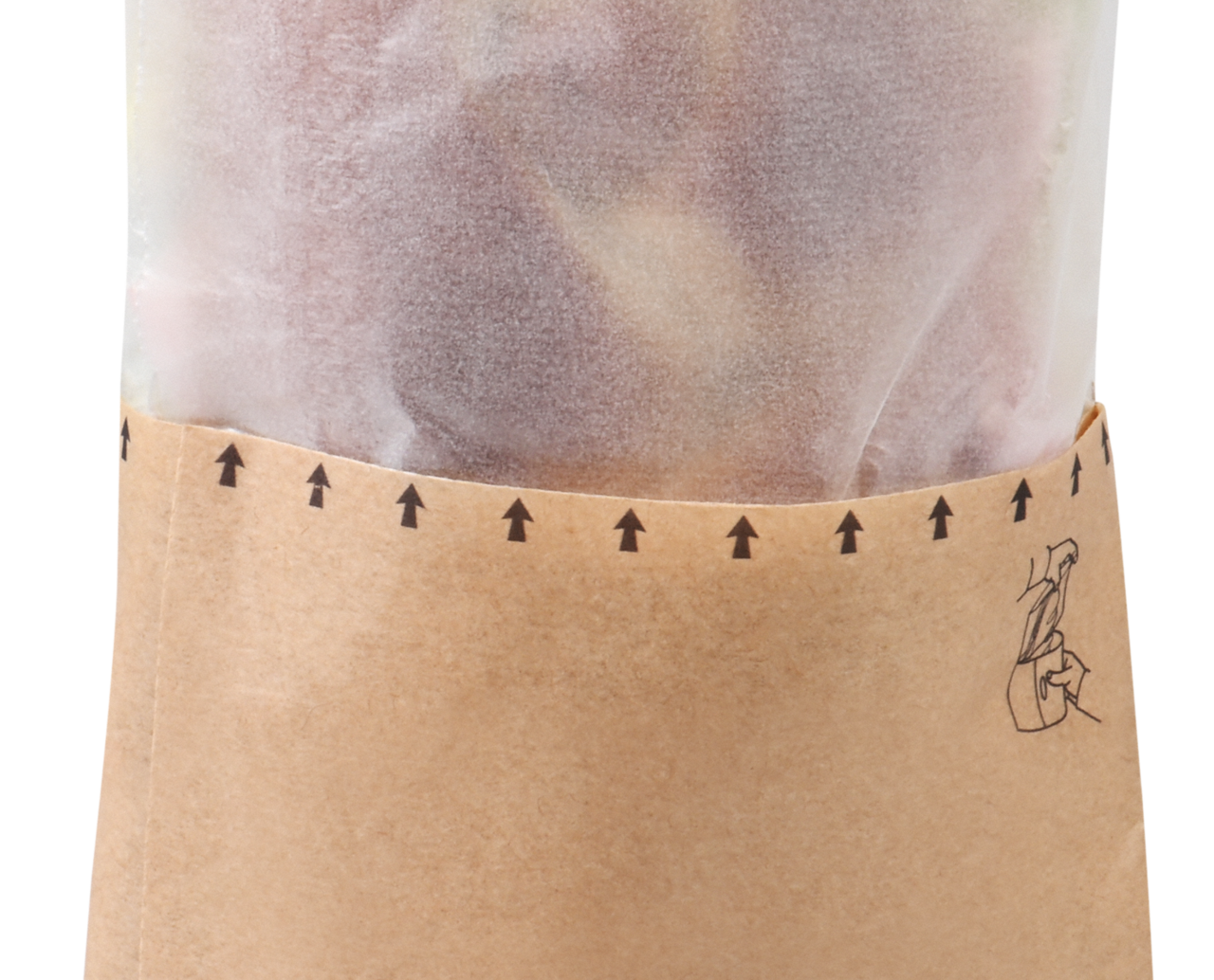 Snack-Bag braun mit Pergamin-Sichtstreifen