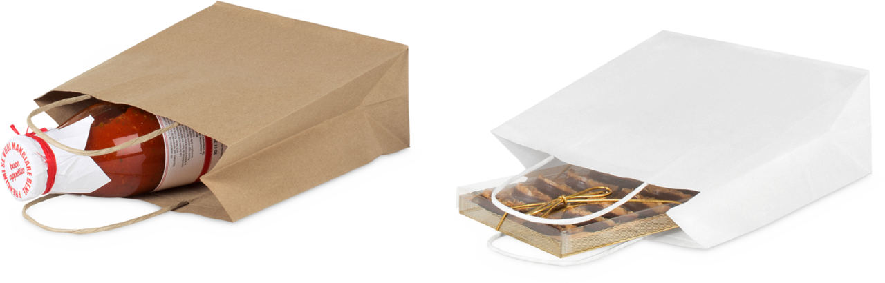 Tragetasche aus Kraftpapier mit gedrehter Kordel