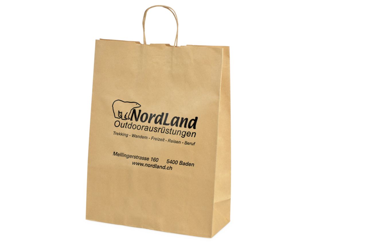 Tragetasche aus Kraftpapier mit gedrehter Kordel