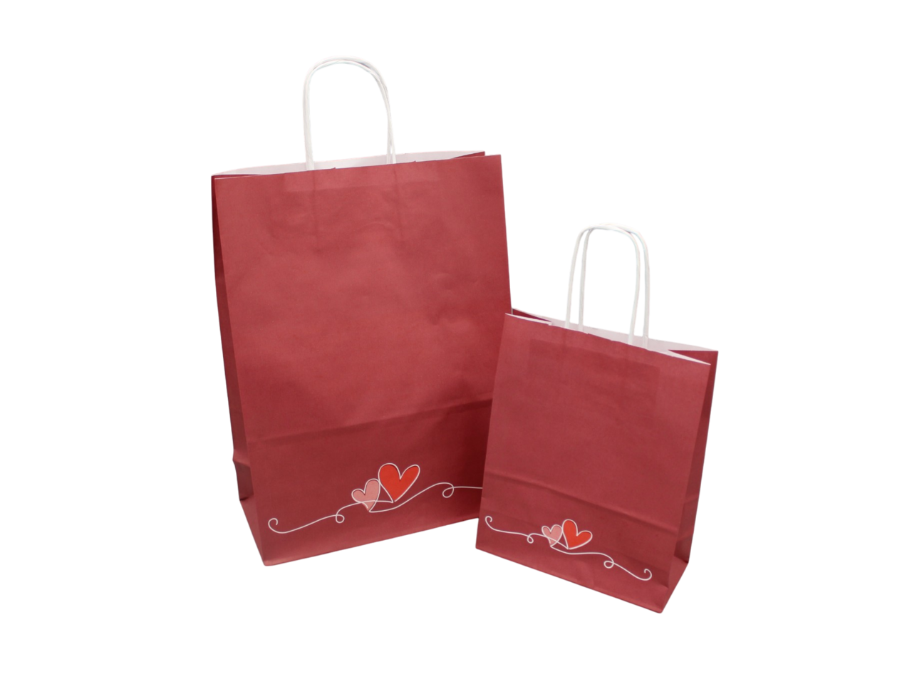 Papiertragetasche rot mit Herzen