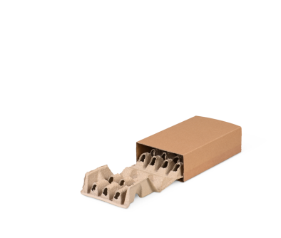 Faserform Verpackung in Schiebeschachtel, 272&times;157&times;70/35 mm, braun, SOFT-PAC PAPER