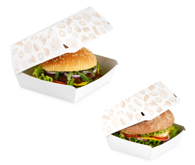 Burger-Box aus Karton «FRISCH & fein»