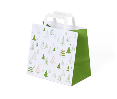 Weihnachts-Tragetasche 260&times;170&times;240 mm, &laquo;Waldweihnacht&raquo;, 70 g/m&sup2; wei&szlig;