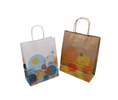 Papiertragetasche mit bunten Kreisen