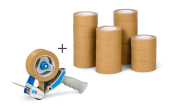 Papierklebeband Set fadenverstärkt 18 Rollen + Handabroller