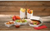 Die Take-away-Burger-Box ist wie die Snack-Schale und der Pommes-Schütte der «FRISCH & fein»-Linie eine ideale To-go-Verpackung für Ihr Snack-Angebot.