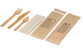 Besteckset aus Holz gewachst: Messer, Gabel, Serviette