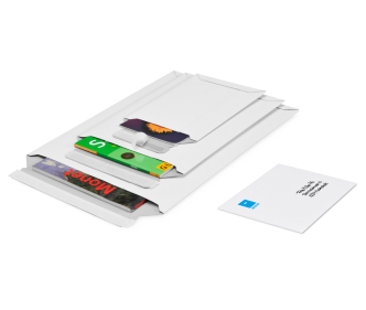 MECASTAR® S Vollpapp-Versandtasche mit Selbstklebeverschluss, weiß