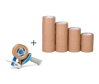 Papierklebeband Set MECATAPE® 18 Rollen + Handabroller