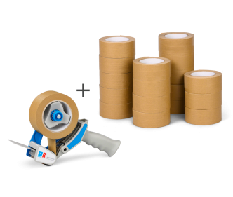 Papierklebeband Set fadenverstärkt 18 Rollen + Handabroller