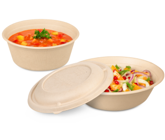 Schale aus Bagasse rund & Deckel