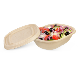 Schale aus Bagasse oval & Deckel