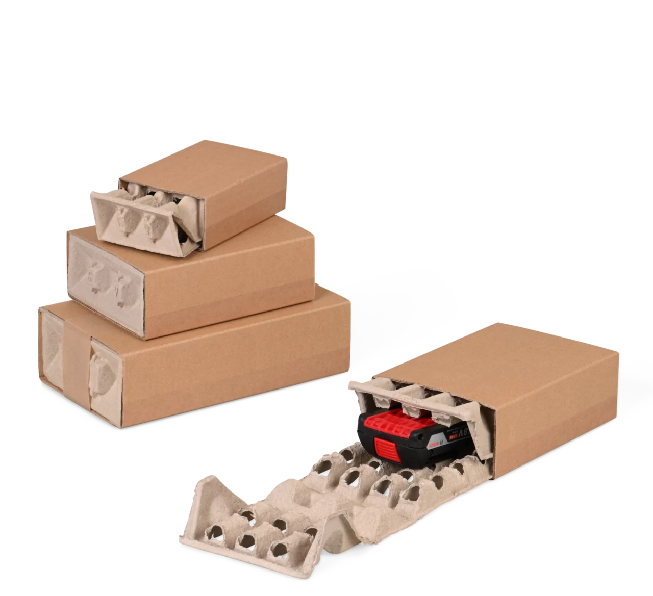 Faserform Verpackung in Schiebeschachtel SOFT-PAC GREEN
