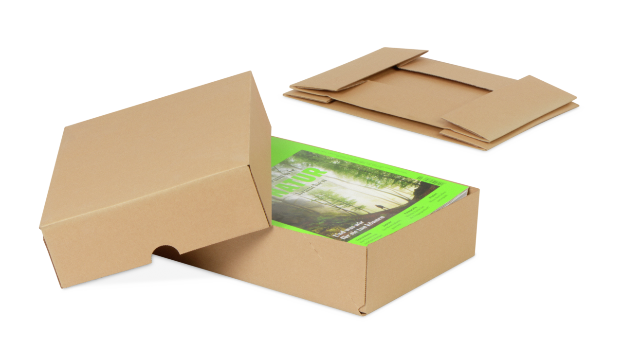 Stülpdeckel-Aufrichtekarton EASYPAC vorgeklebt