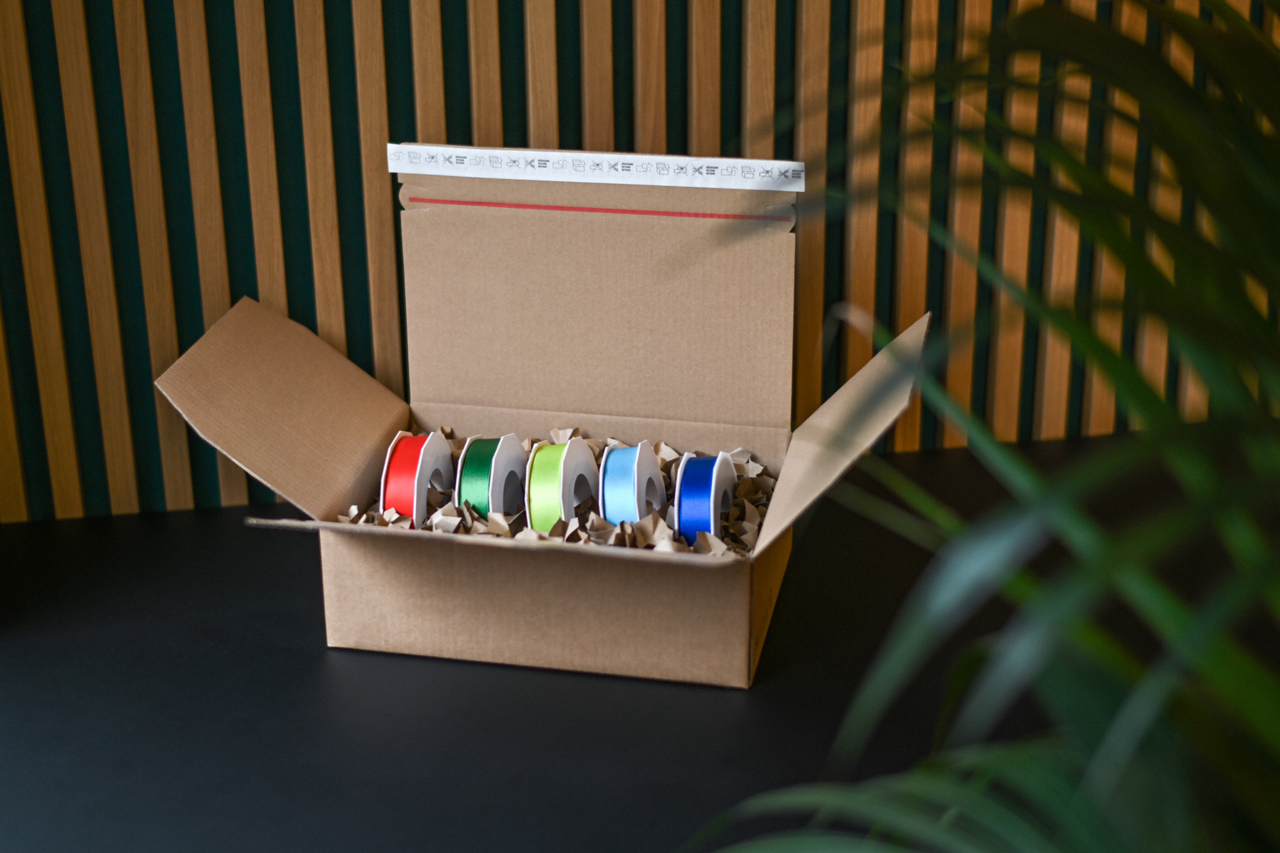 Versandkarton für SmallPac-Sendungen mit Selbstklebeverschluss