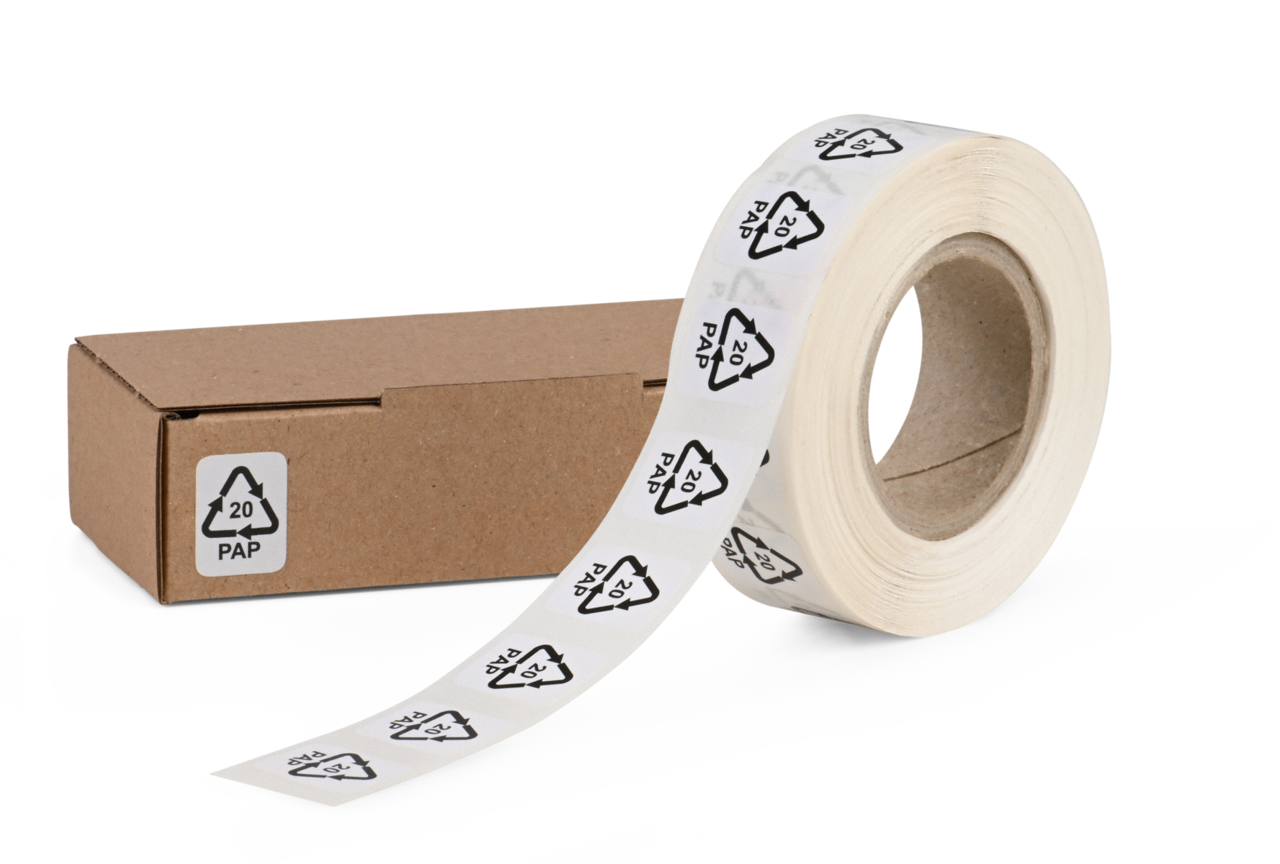 Hinweis-Etikett mit Recyclingcode
