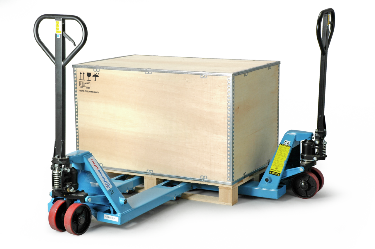 von zwei Seiten mit Hubwagen befahrbar
