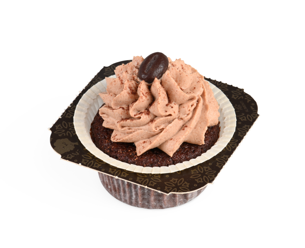 als besonderes Highlight kann ein Teil des braunen, mit goldenen Ornamenten bedruckten Trays an der Perforation mit abgetrennt werden – die perfekte Kombination mit der weissen Muffin-Kapsel