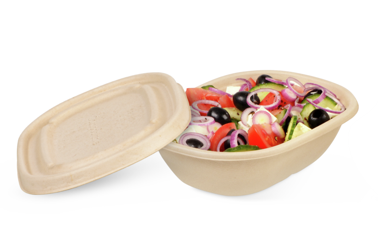 Schale aus Bagasse oval & Deckel