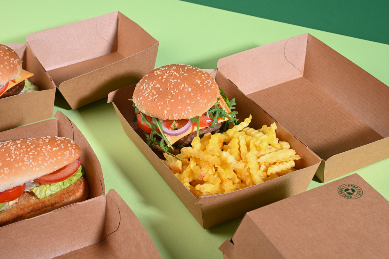 Burger-Verpackung aus Karton braun 