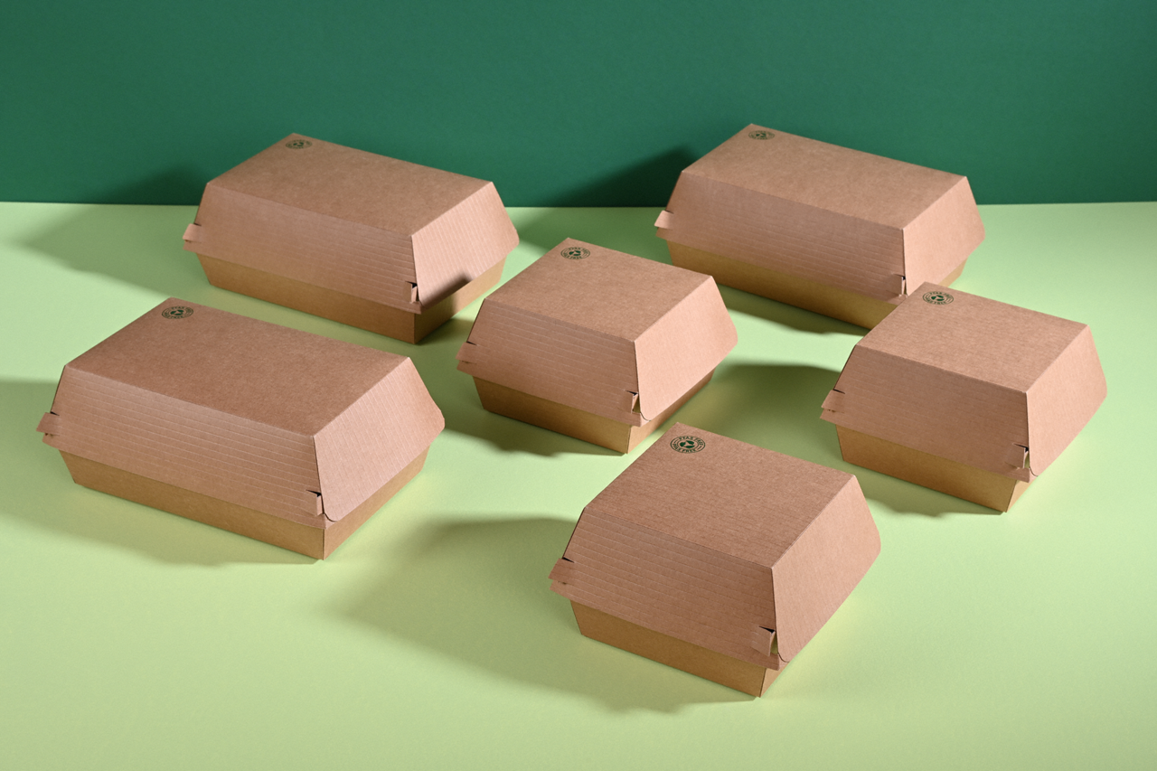 Burger-Verpackung aus Karton braun 