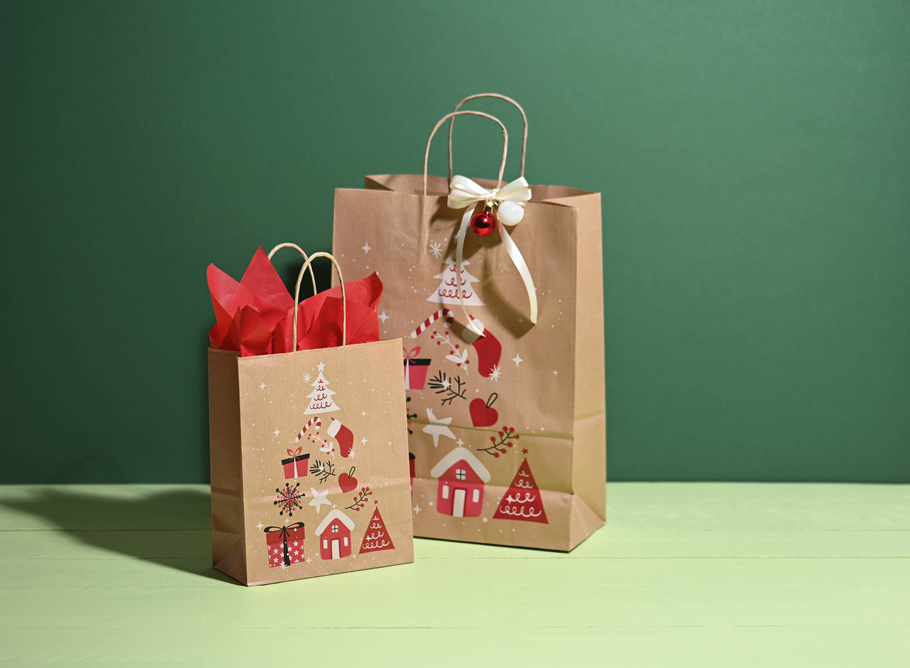 Design «Merry Christmas» in zwei Grössen erhältlich – einheitlicher Auftritt auch bei unterschiedlich grossen Inhalten