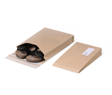 Graspapier-Versandtasche wiederverschliessbar mit Blockboden
