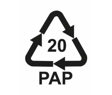 Recyclingcode-Etikette Wellkarton - 20, selbstkl. 15&times;20 mm 1000 Et./Rl., Papier 80 g/m&sup2;