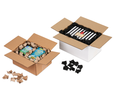 Papier-Verpackungschips im Spenderkarton