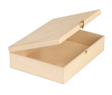 Holzkassette mit Scharnierdeckel, 342 x 250 x 85 mm