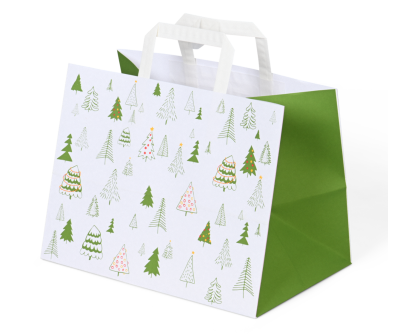 Weihnachts-Tragetasche 320&times;220&times;240 mm, &laquo;Waldweihnacht&raquo;, 70 g/m&sup2; weiss