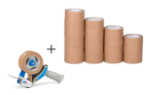 Papierklebeband Set MECATAPE® 18 Rollen + Handabroller