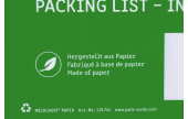 Aufdruck informiert Empfänger über die Nachhaltigkeit von MECOUVERT® PAPER