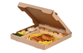 im Handumdrehen verwandeln Sie einen Pizzakarton in eine Menüverpackung