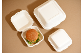 In der grossen Burger-Box aus Bagasse platzieren Sie schnell und einfach XXL-Burger inklusive Beilagen.