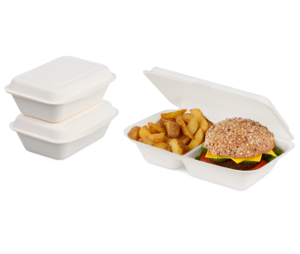 Menübox aus Bagasse mit Deckel