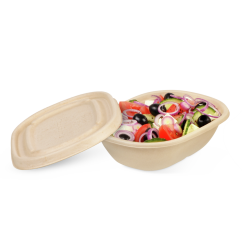 Schale aus Bagasse oval & Deckel