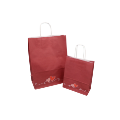 Papiertragetasche rot mit Herzen