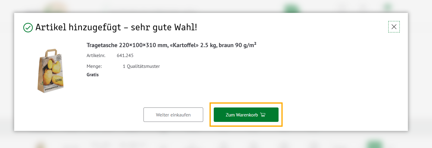 In den Warenkorb Erfolgsmeldung von packVerde