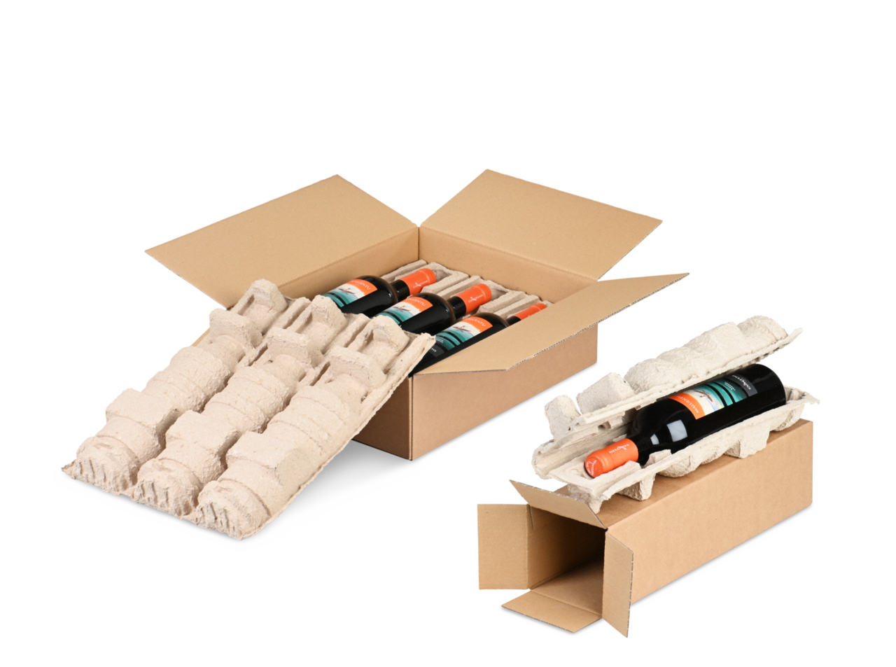 Flaschen-Versandverpackung Faserguss für 0,75 Liter