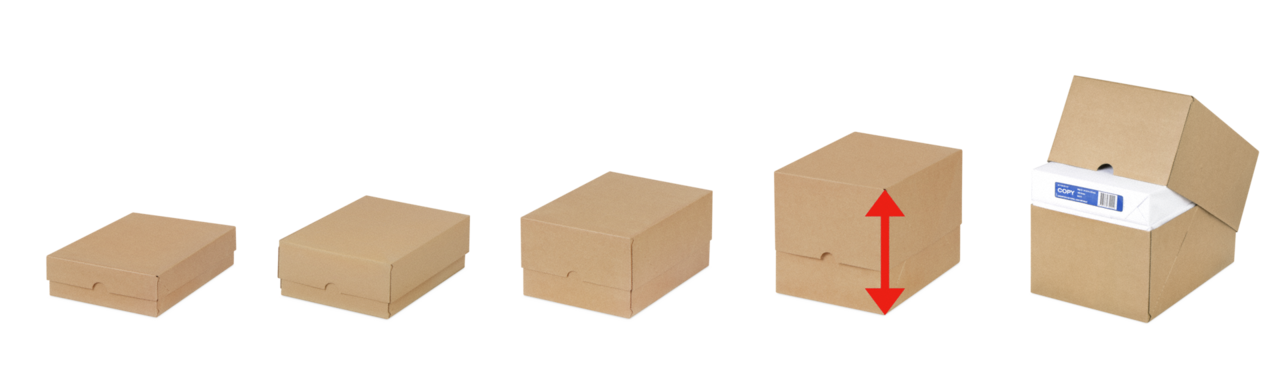 Stülpdeckel-Aufrichtekarton EASYPAC vorgeklebt