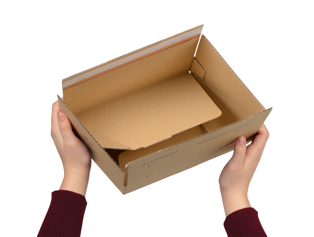 Für effiziente und sichere Abläufe: 1. Box seitlich zusammendrücken – Boden richtet sich selbstständig auf und ist fixiert.